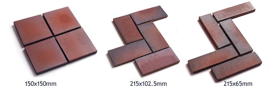 quarry tile red blue 3 sizes